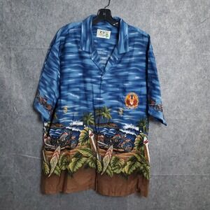KY'S Hawaiian Shirt Mens Motorcycle Surfboard Beach 2XL Short Sleeve Menswear
